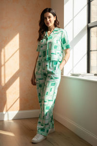 Zivame 2 Mile Fashion Knit Cotton Loungewear Set - Brook Green — thumbnail 5